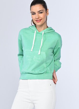 Ecko Unlimited Kapüşonlu Regular Fit  Yeşil Kadın Sweatshirt