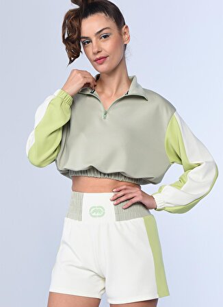 Ecko Unlimited Kadın Yeşil Fermuarlı Yaka Sweatshirt