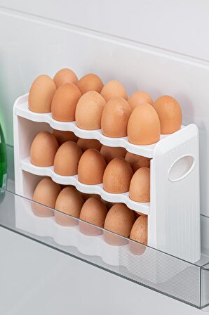 0 Bölmeli Yumurta Kutusu Organizer Yumurtalık | Açılıp Kapanır Yumurta Rafı 3 Katlı