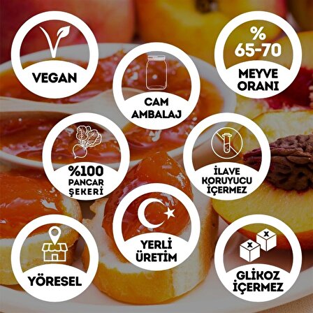 Geleneksel Şeftali Reçeli Cam Kavanoz - 450 Gr. (%65-%70 Meyve Oranı)