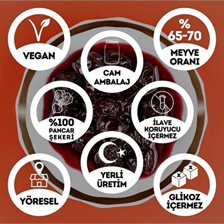 Geleneksel Vişne Reçeli Cam Kavanoz - 450 Gr. (%65-%70 Meyve Oranı)