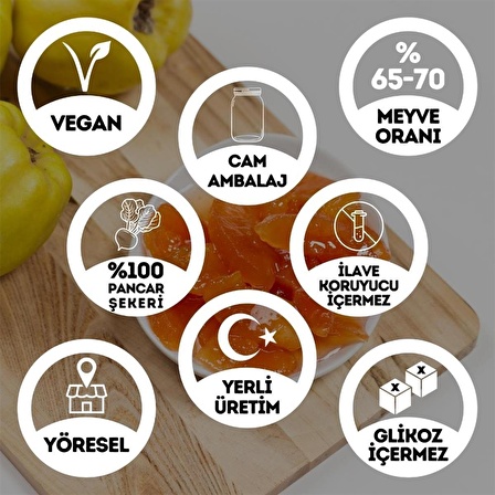 Geleneksel Ayva Reçeli Cam Kavanoz - 450 Gr. (%65-%70 Meyve Oranı)