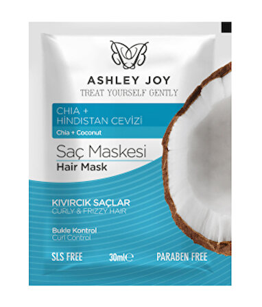Ashley Joy Chia Tohumu İçeren Kıvırcık Saçlara Özel Bukle Kontrol Saç Maskesi 30 ML