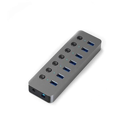LivX Blueendless 7 Port USB 3.0 Çoğaltıcı Çoklayıcı Adaptör ve Güç Adaptörü Gri HU701