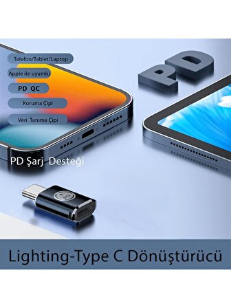 LivX 35W Lightning to Type C iPhone 15 Max Pro Plus Yuva Çevirici Hızlı Şarj Aktarımı OTG Dönüştürücü Gri OTGTM-G