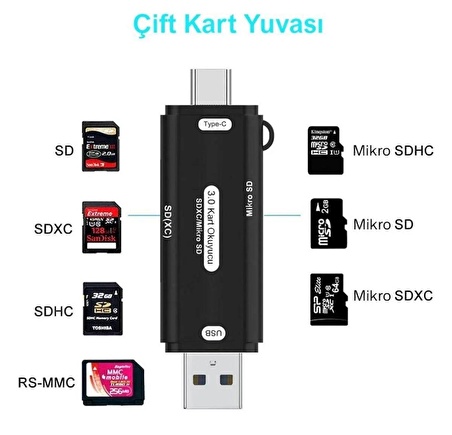 LivX Micro Sd Kart Okuyucu Type C To Usb 3.0 Çevirici 5 Gbps Otg Hafıza Kartı Okuyucu Reader Rktsd