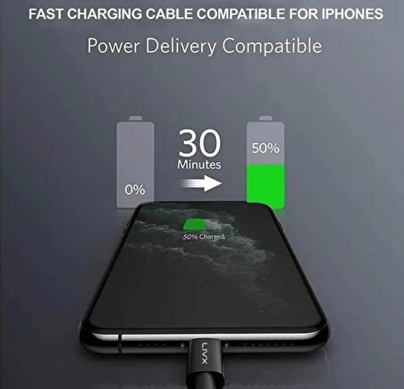 Speed 27w Type C To Lightning 3 Metre iPhone Ipad Uyumlu Hızlı Şarj ve Data Kablosu