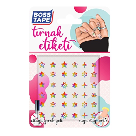 Yapışkanlı Tırnak Etiketi Sticker Tırnak Süsleme Nail Art Tattoo Dövmesi Yıldız