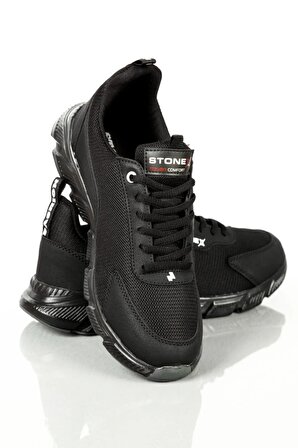 Stonex Unısex Siyah Hafif Rahat Spor Ayakkabı