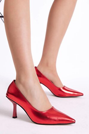 Tonny Black Kadın Kırmızı Cilt Gecce Serisi Sivri Burunlu Topuklu Ayakkabı