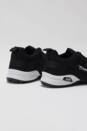 Tonny Black Erkek Siyah Beyaz Rahat Kalıp Termo Taban Bağcıklı Sneaker