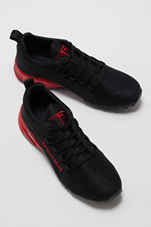 Tonny Black Erkek Siyah Kırmızı Rahat Kalıp Termo Taban Bağcıklı Sneaker