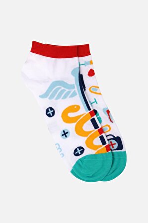 Mısırlı Kadın Pamuklu Sağlık Totem Temalı Patik Çorap - M-SAGLIK-T4