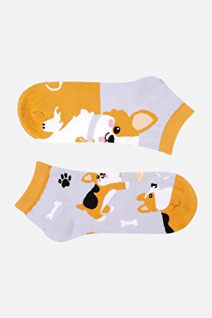 Mısırlı Kadın Pamuklu Köpek Desenli Patik Çorap - M-KOPEK-D2