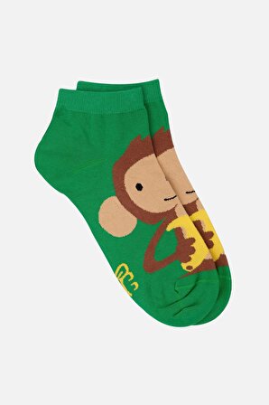 Mısırlı Kadın Pamuklu Maymun Desenli Patik Çorap - M-MAYMUN-D1