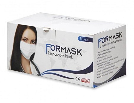 Formask 1000 Adet Siyah Lastikli Cerrahi Maske Telli 3 Katlı