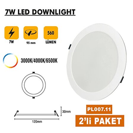 7w Led Downlight 2'li Spot (Gün Işığı - 4000K)