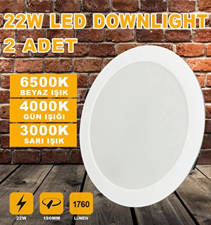 22w Led Downlight 2'li Spot (Gün Işığı - 4000K)