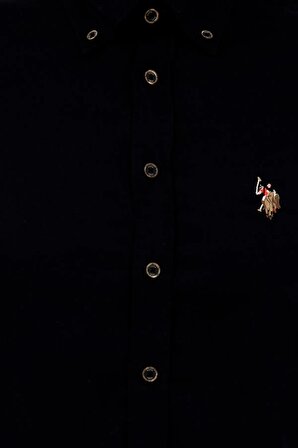 U.S. Polo Assn. Slim Fit Düğmeli Yaka Siyah Erkek Gömlek CEDCOLOR023Y