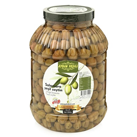 Doğal Salamura Yeşil Çizik Zeytin 5 Lt ( Net 3500 Gr)