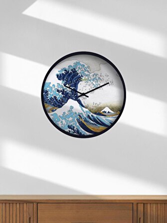 The Great Wave Of Kanagawa (1829-1833) By Katsushika Hokusai El Yapımı Ahşap Duvar Saati