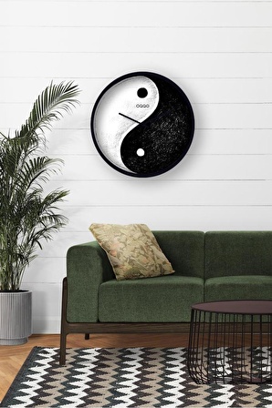 Yin Yang El Yapımı Ahşap Duvar Saati