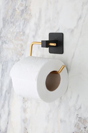 Yapışkanlı Altın Siyah Kare Açık Tuvalet Kağıtlığı Wc Kağıtlık Tuvalet Kağıdı Askısı 