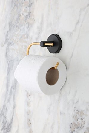 Flos Altın Siyah Eko Kapaksız Tuvalet Kağıdı Askısı Tuvalet Kağıtlığı İster Yapıştır İster Montajla