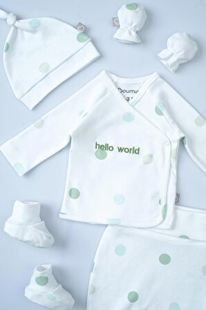 6'lı Bebek Hastane Çıkış Seti Hello World Yeşil