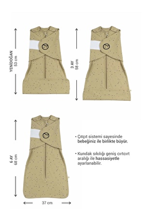 Pelerin Uyku Tulumu 0-6 Ay Cosmos Haki Organik Pamuk