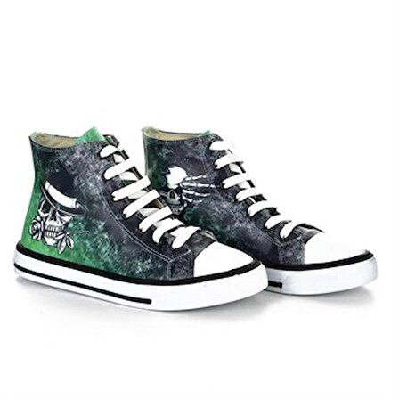 7204 Yeşil Siyah Yeşil Unisex Günlük Yürüyüş Kuru Kafa Sneakers Ayakkabı