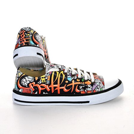 Graffiti Unisex Beyaz Spor Ayakkabı Günlük Sneakers 7005