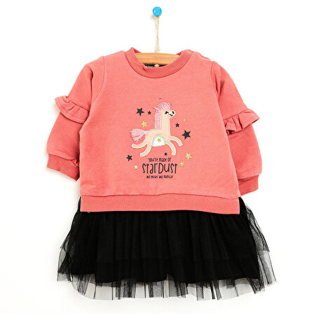 HelloBaby Winter Magic Kız Bebek Tül Detay Sweatshirt Elbise
