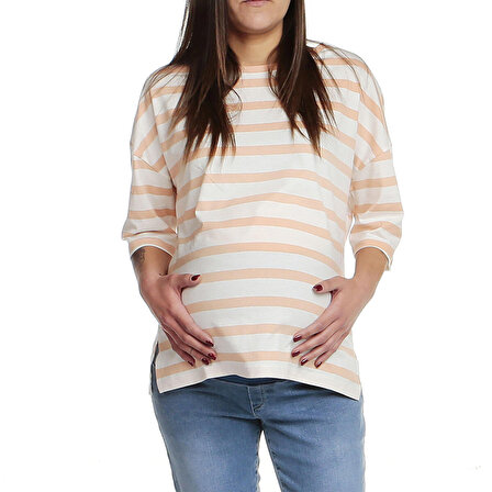 baby mom Geniş Kalıp Hamile Çizgili Tshirt Anne Giyim