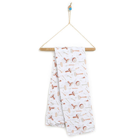 Little Dreams Pamuklu Şekilli 100x120 cm Bebek Battaniyesi Beyaz-Kahverengi
