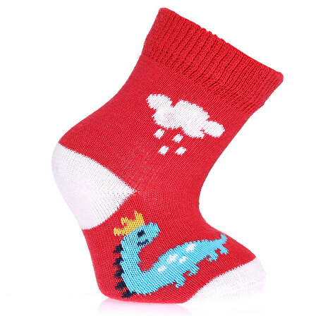 Step Dinazor Desenli 3'lü Soket Çorap 3lü Soket Çorap Erkek Bebek