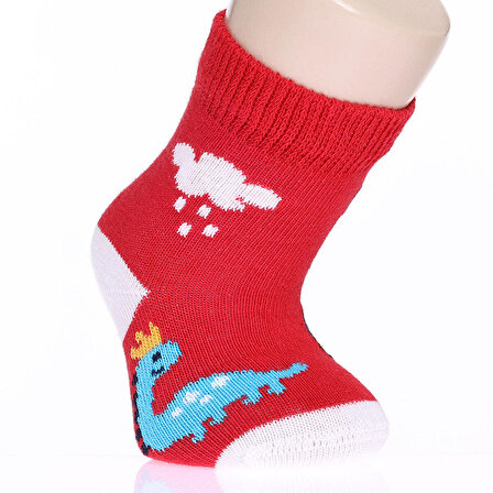 Step Dinazor Desenli 3'lü Soket Çorap 3lü Soket Çorap Erkek Bebek