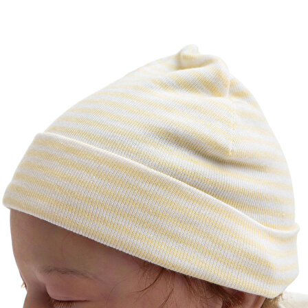 Hello Baby 0 Ay + Yenidoğan Çizgili Şapka Sarı