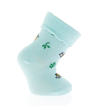 HelloBaby Çiçek Arı Desenli 3D 0-3 Ay ` Kıvrık Çorap 3lü Kıvrık Çorap Kız Bebek
