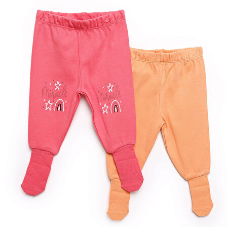 HelloBaby Basic Kız Bebek 2li Çoraplı Pijama Pantolon Kız Bebek