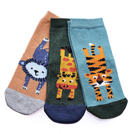 Albio desenli 3lü Soket Çorap Erkek Bebek