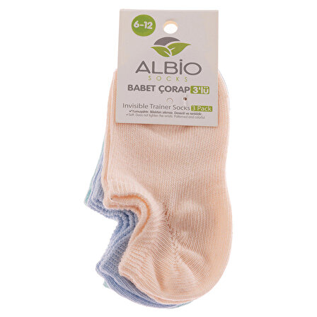 ALBİO Albio Düz 3'lü Babet Çorap Kız Bebek