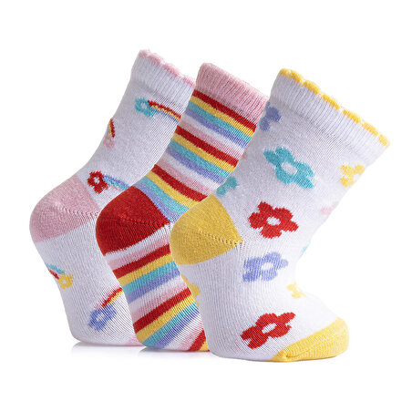 İgloo Çorap Desenli 3lü Soket Çorap Kız Bebek