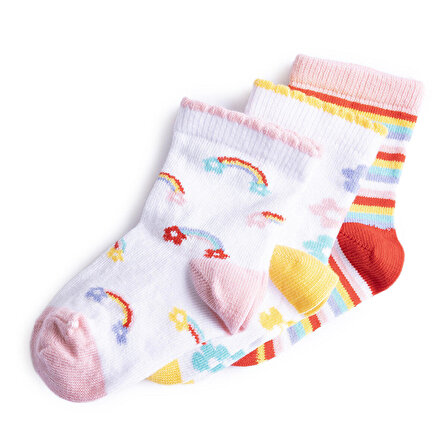 İgloo Çorap Desenli 3lü Soket Çorap Kız Bebek