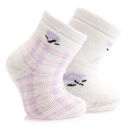 Aziz Bebe Desenli 2li Havlu Çorap Kız Bebek
