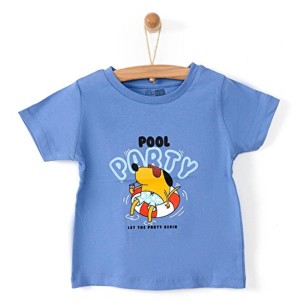 HelloBaby Basic Pool Party Baskılı Tshirt Erkek Bebek