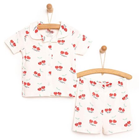 HelloBaby Kısa Kol Kısa Paça Gömlek Yaka Pijama Takımı Kız Bebek