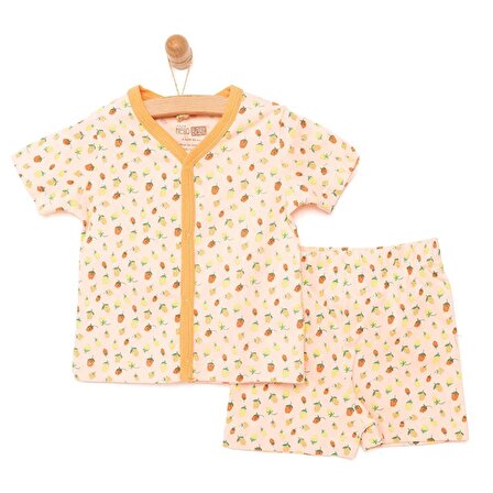HelloBaby Kısa Kol Kısa Paça V Yaka Pijama Takımı Kız Bebek