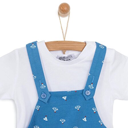 HelloBaby Basic Yelken Desenli Şort Salopet-Tshirt Takım Erkek Bebek
