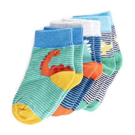 Step Desenli 3lü Soket Çorap Erkek Bebek